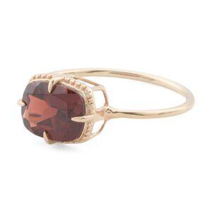HIRAJULE Made In India 14kt Gold Garnet Prong Ring
